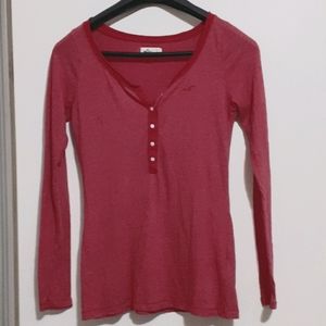 Hollister💚 red size lg light long sleeve